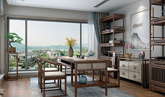 高雅新中式風(fēng)格效果圖案例，靜享詩意居所