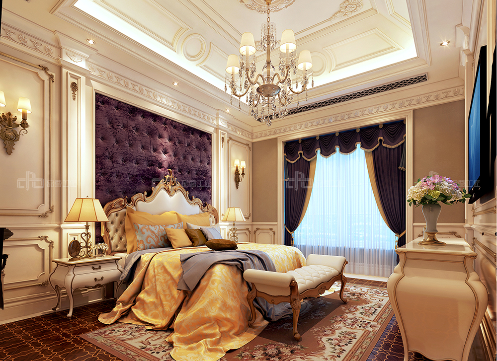 整木定制法式風(fēng)格，金色別墅裝修案例效果圖(圖7)